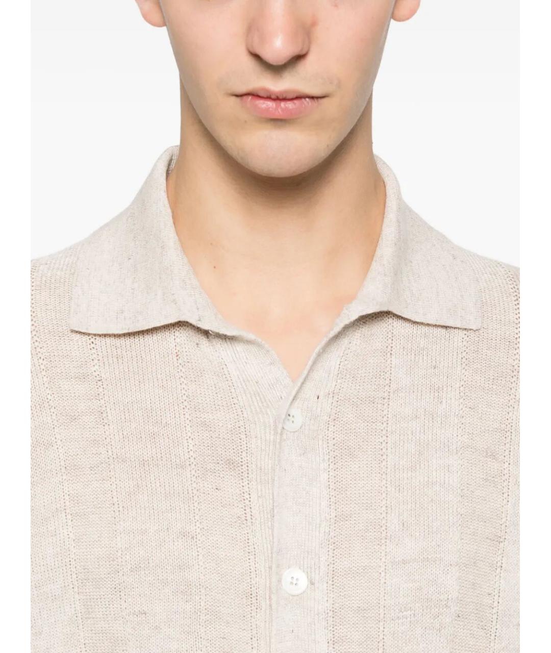 BRUNELLO CUCINELLI Бежевая льняная кэжуал рубашка, фото 4
