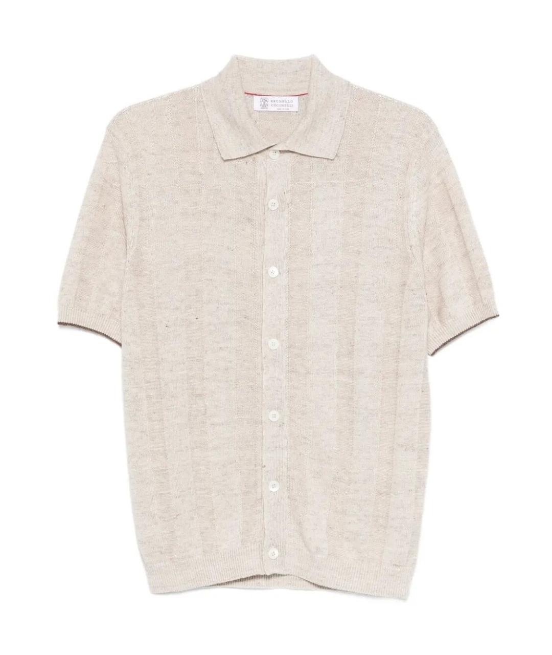 BRUNELLO CUCINELLI Бежевая льняная кэжуал рубашка, фото 1