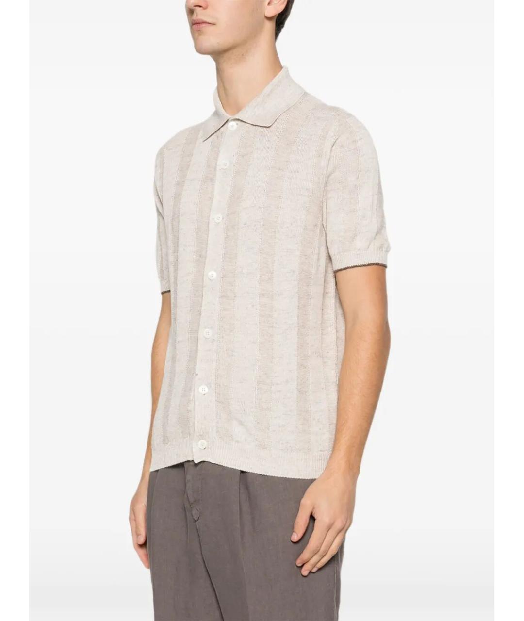 BRUNELLO CUCINELLI Бежевая льняная кэжуал рубашка, фото 5