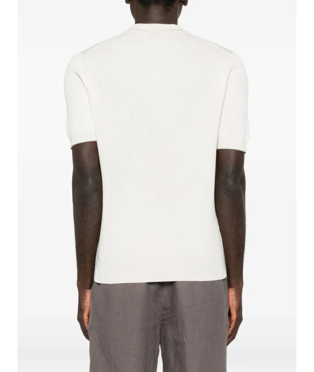 BRUNELLO CUCINELLI Белое хлопковое поло с коротким рукавом, фото 3