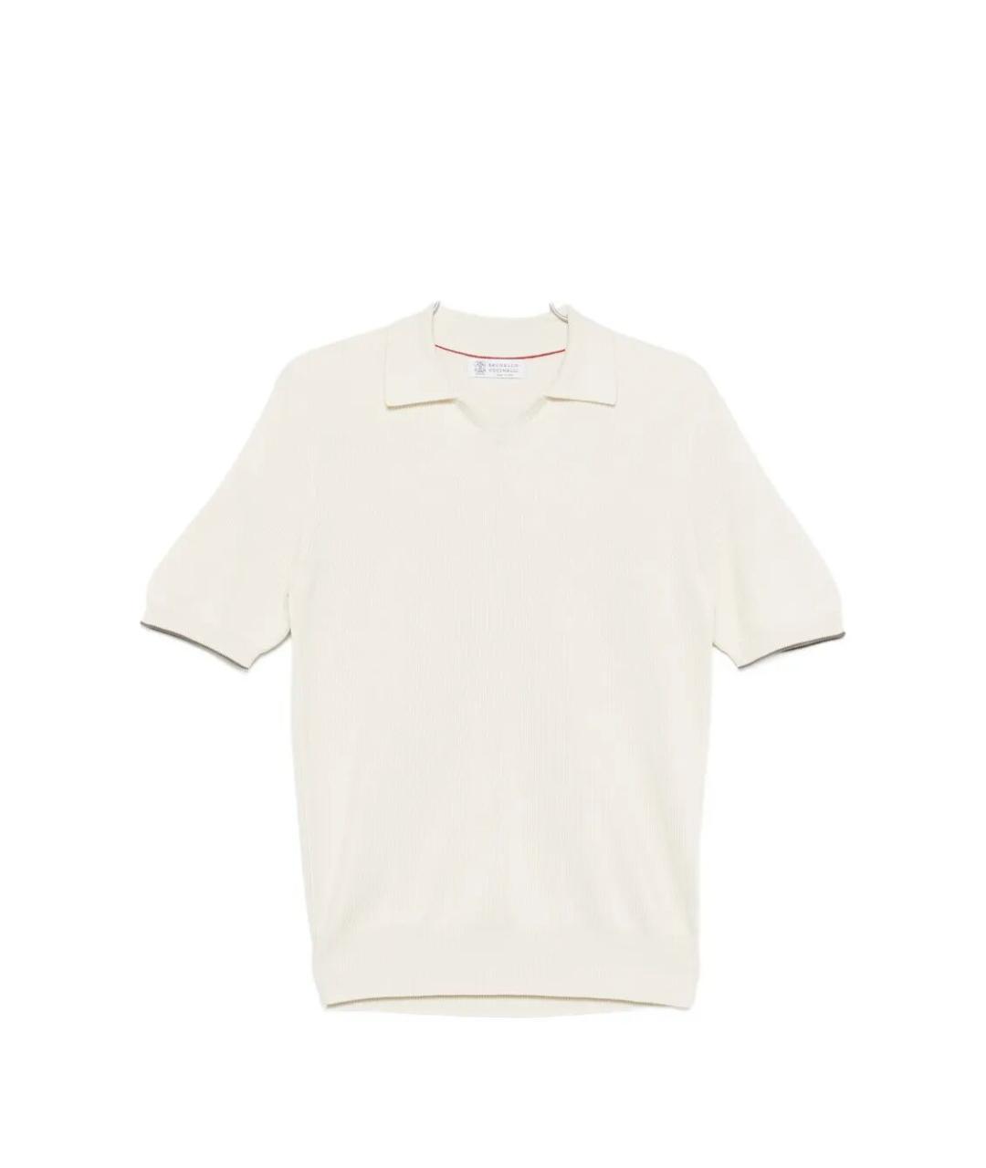 BRUNELLO CUCINELLI Белое хлопковое поло с коротким рукавом, фото 1