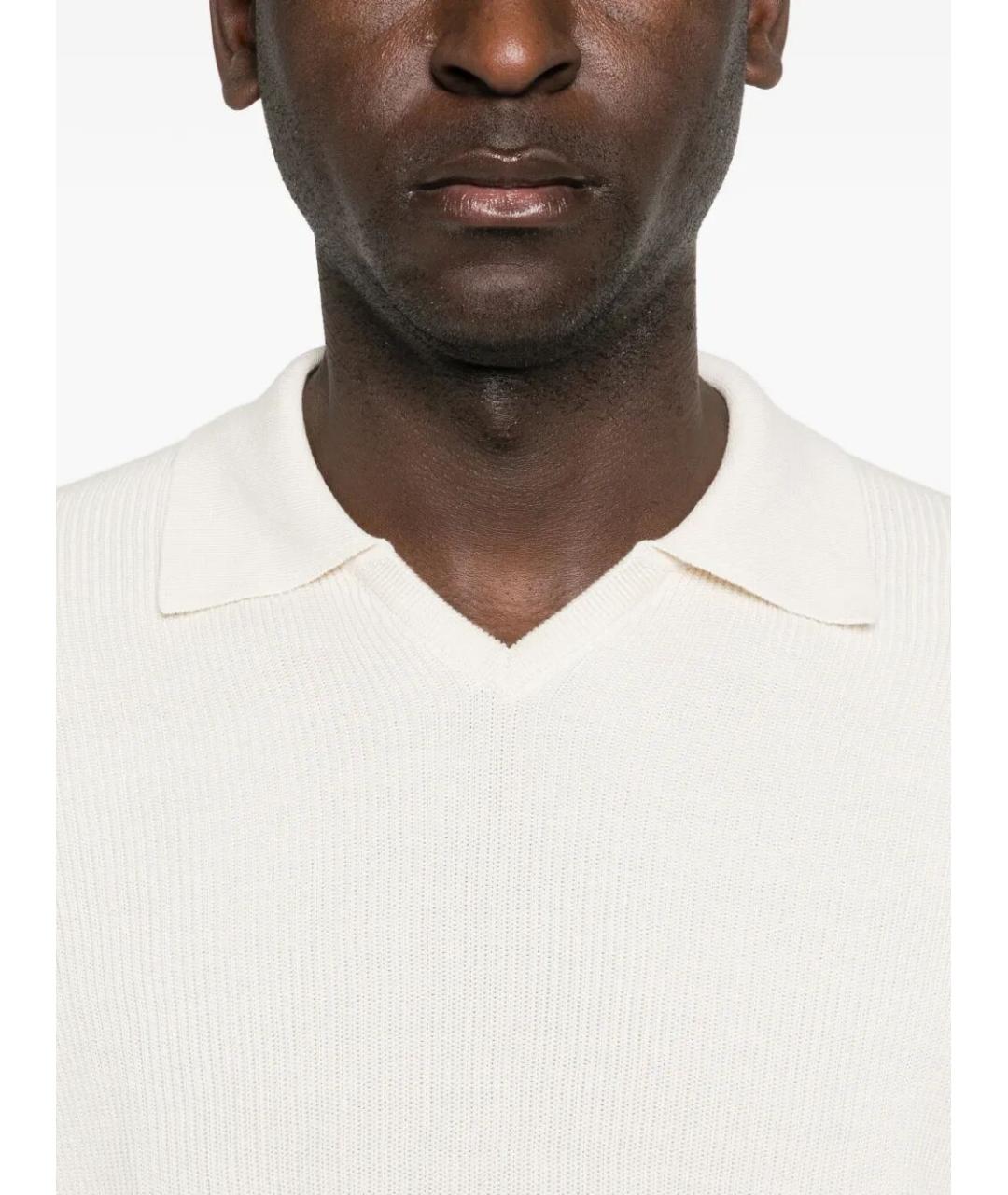 BRUNELLO CUCINELLI Белое хлопковое поло с коротким рукавом, фото 4