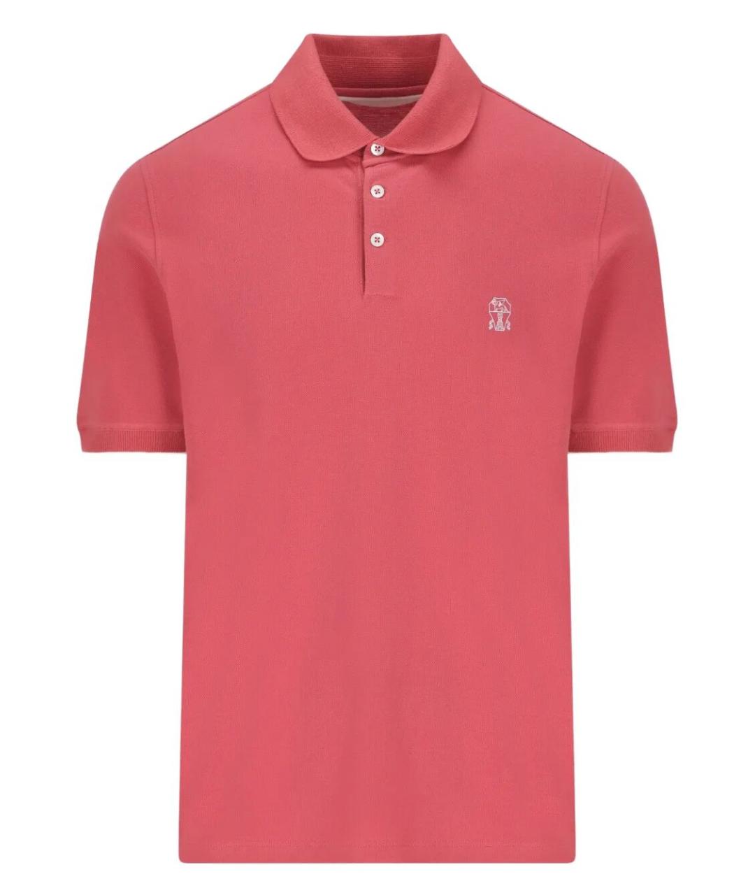BRUNELLO CUCINELLI Розовое хлопковое поло с коротким рукавом, фото 1