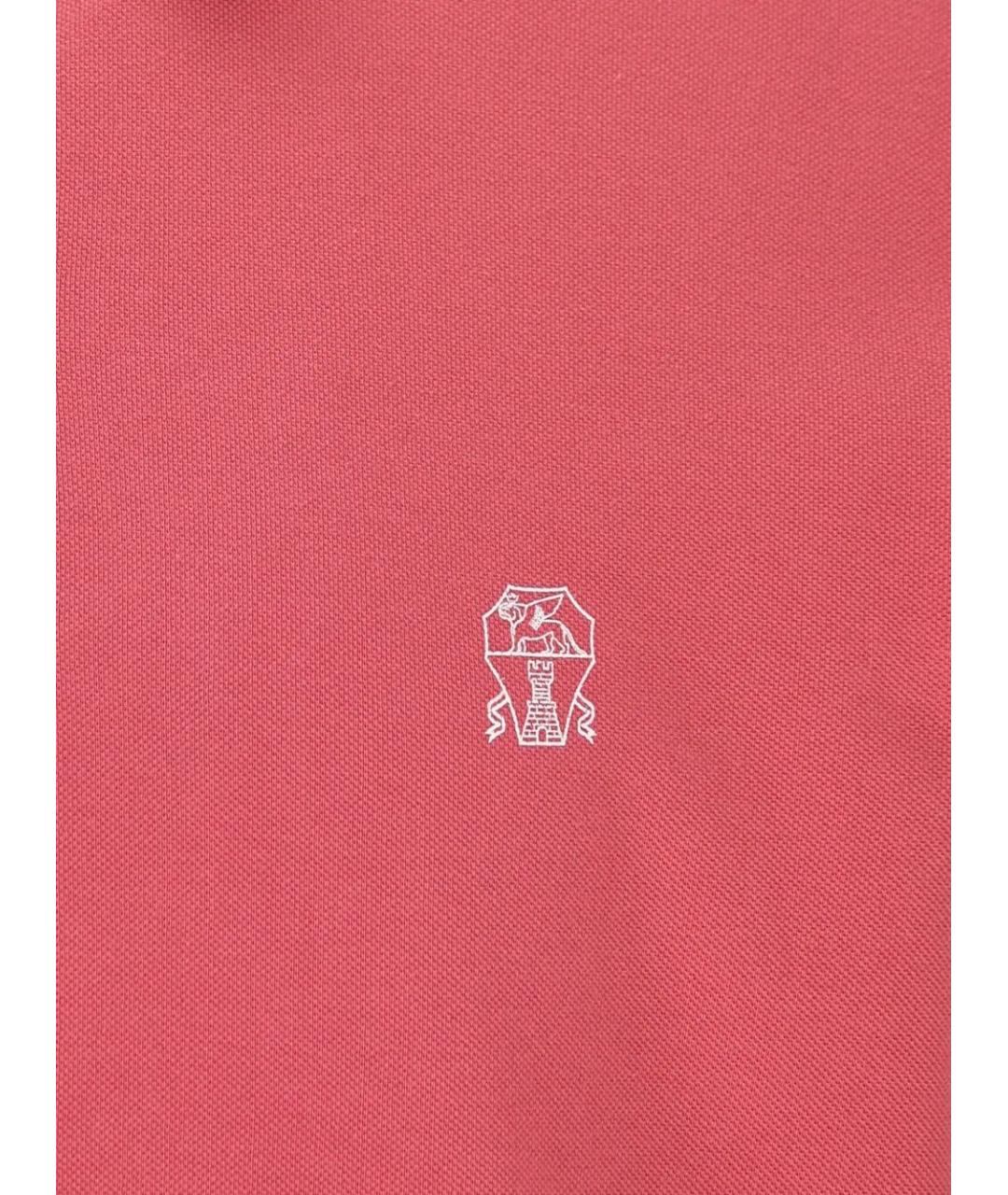 BRUNELLO CUCINELLI Розовое хлопковое поло с коротким рукавом, фото 3