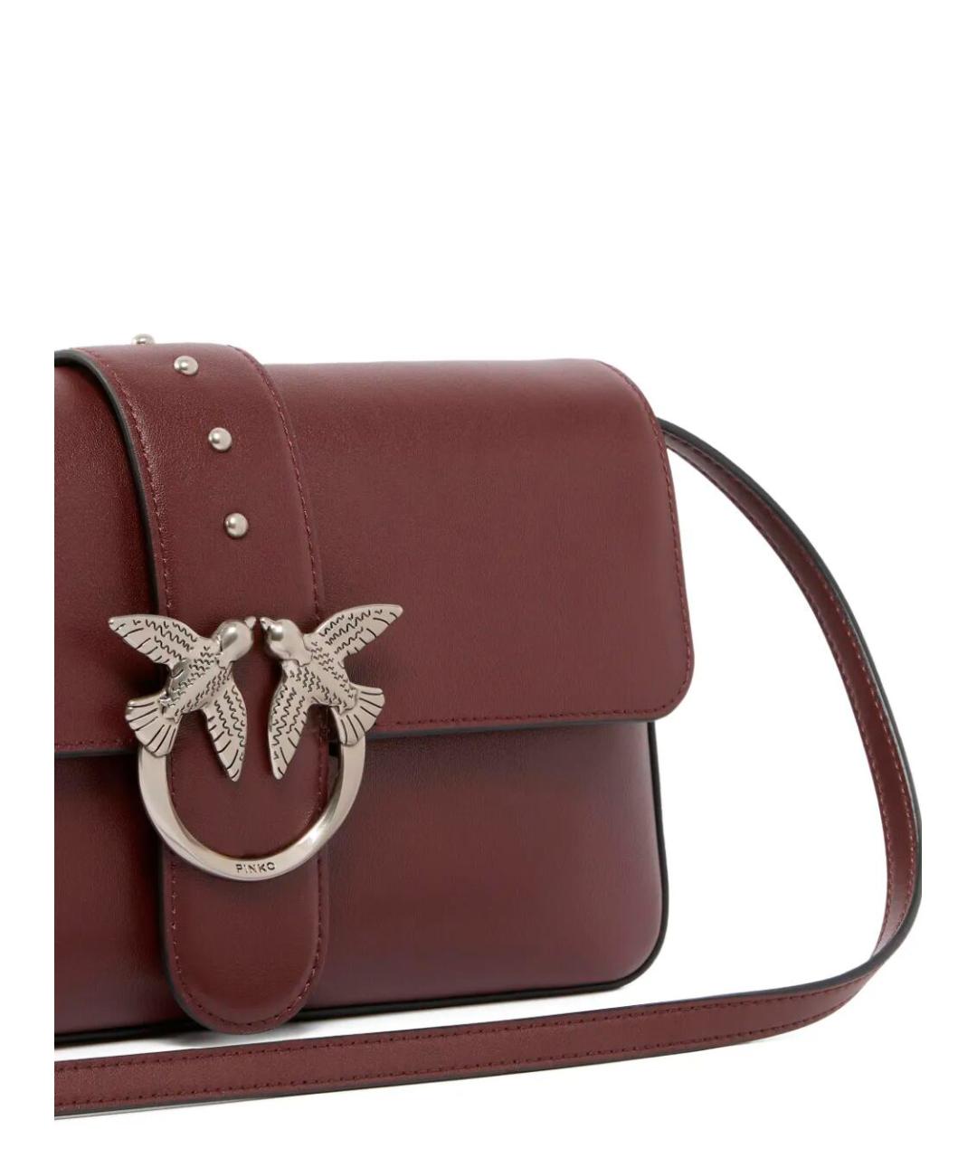PINKO Бордовая кожаная сумка через плечо, фото 4