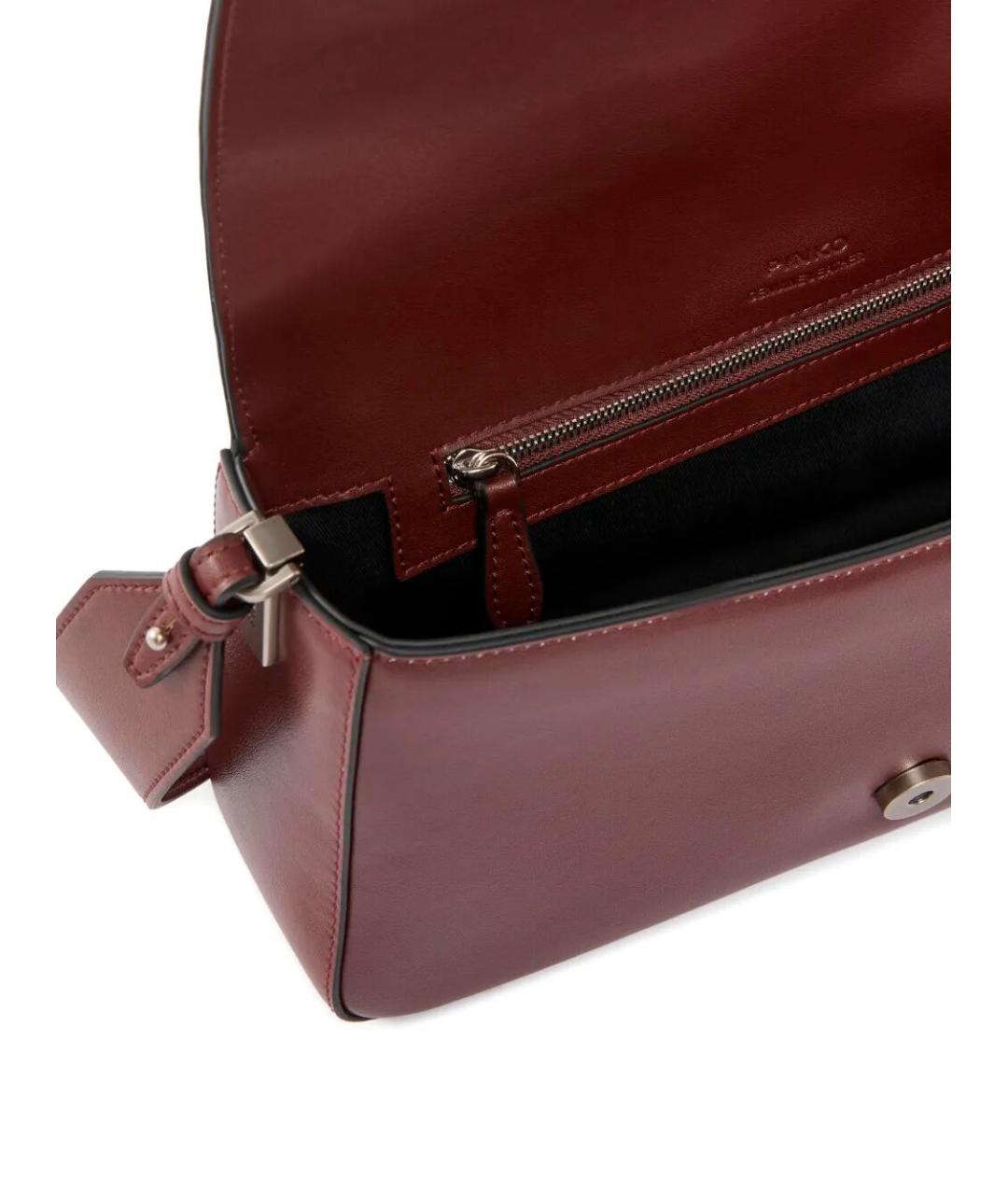 PINKO Бордовая кожаная сумка через плечо, фото 3