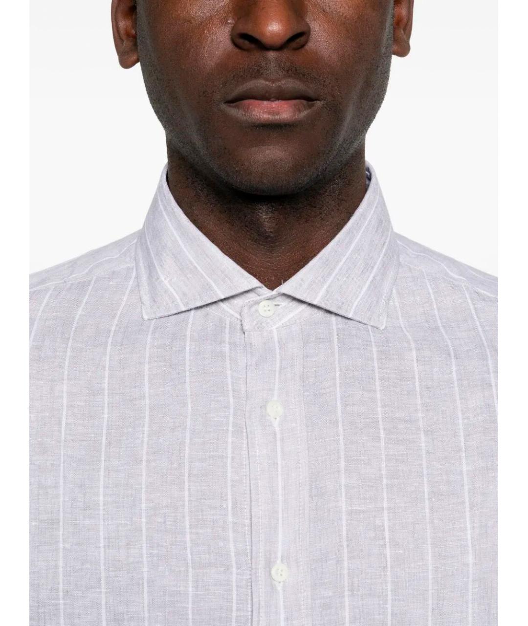 BRUNELLO CUCINELLI Серая льняная кэжуал рубашка, фото 3