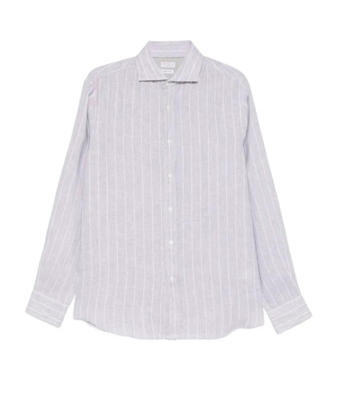 BRUNELLO CUCINELLI Серая льняная кэжуал рубашка, фото 1