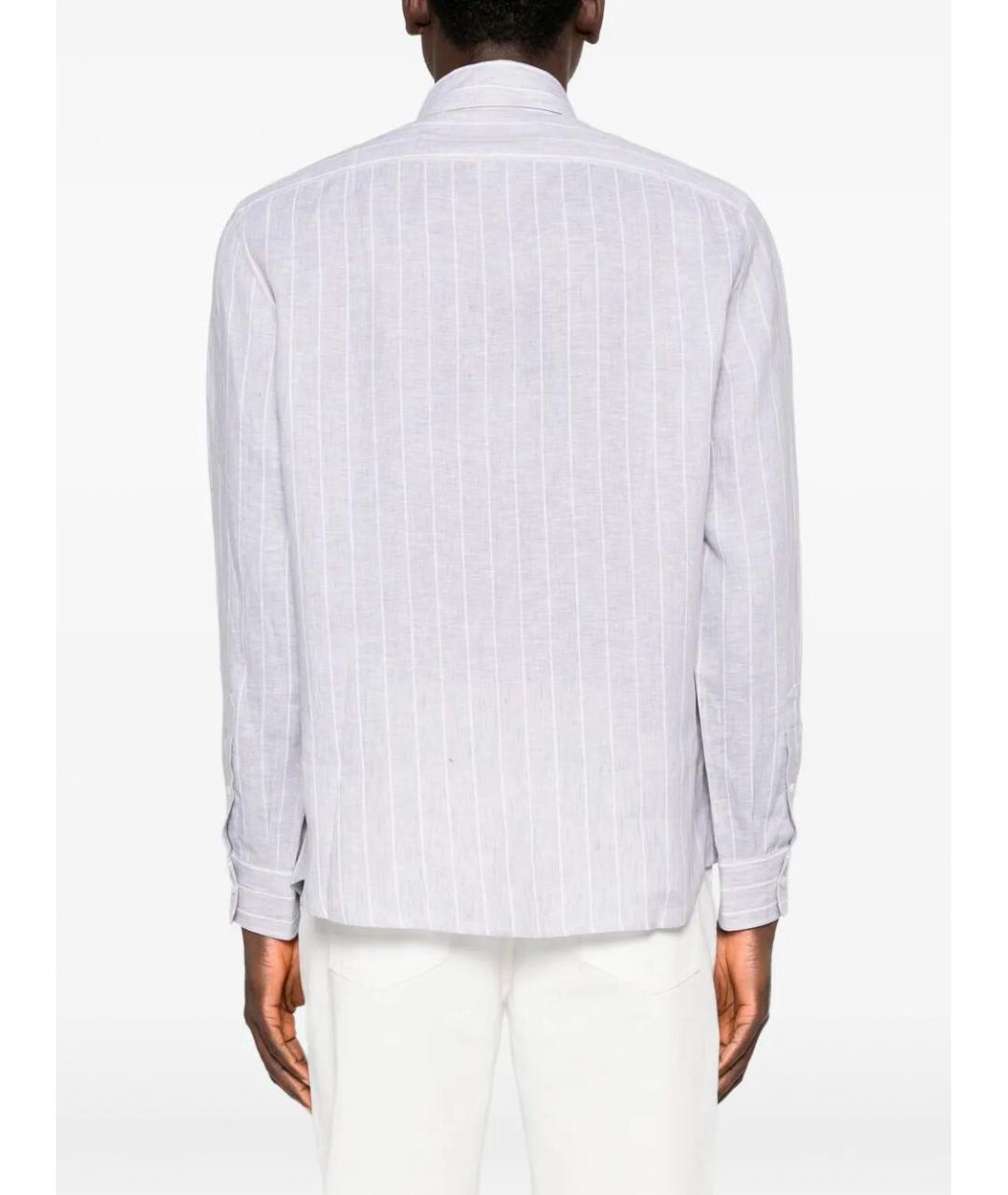 BRUNELLO CUCINELLI Серая льняная кэжуал рубашка, фото 5