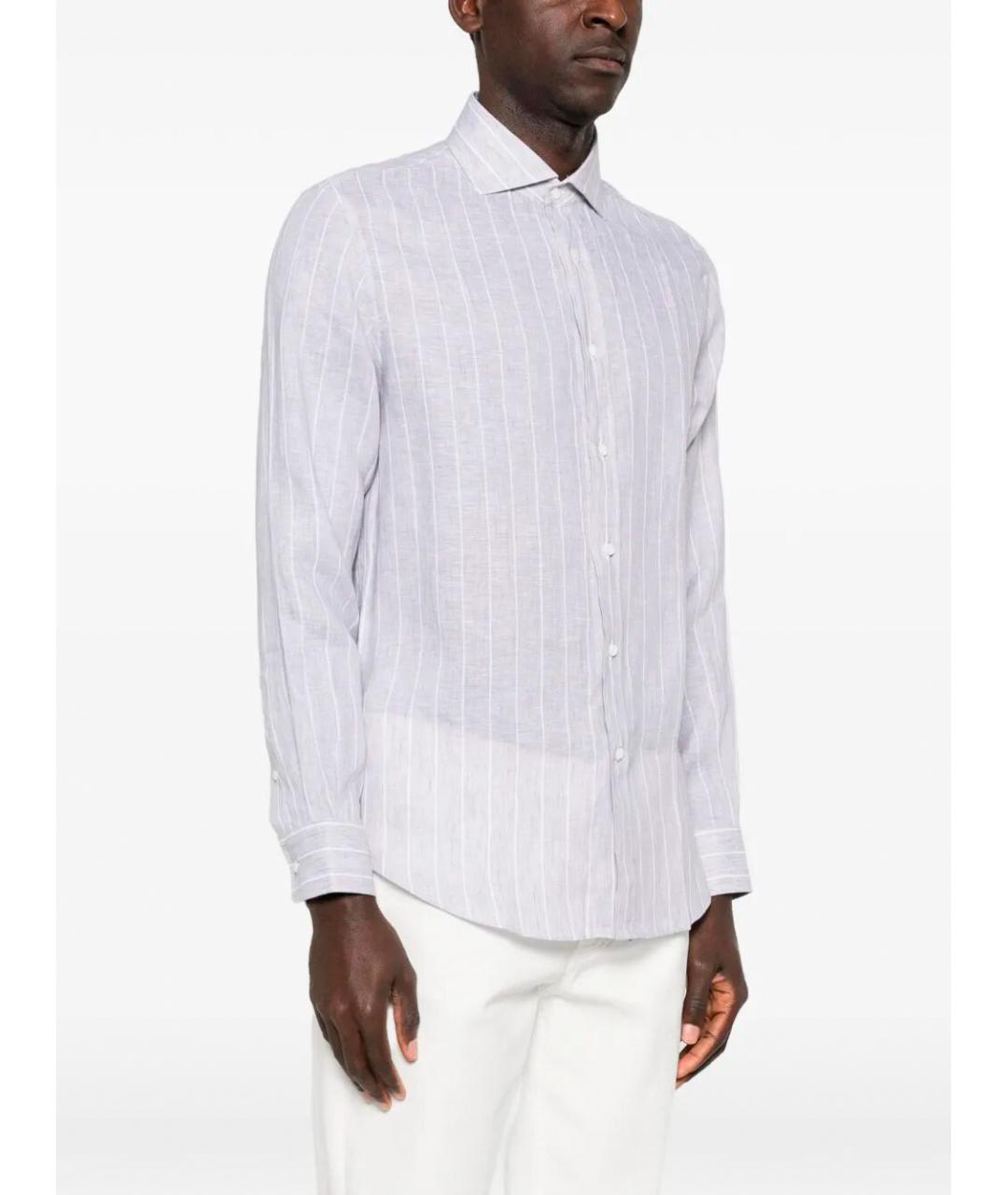 BRUNELLO CUCINELLI Серая льняная кэжуал рубашка, фото 4