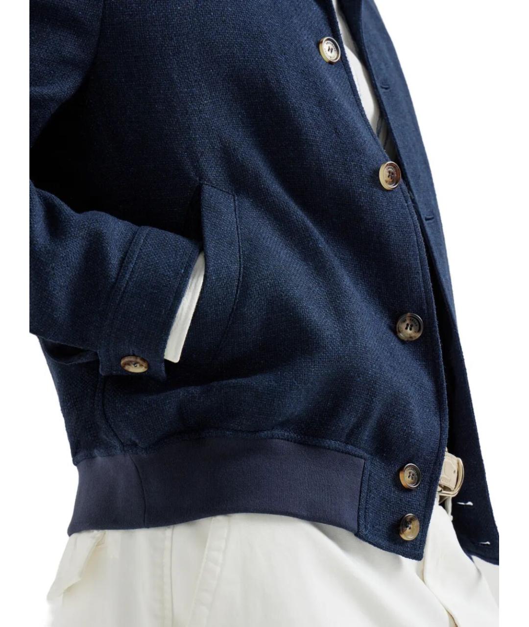BRUNELLO CUCINELLI Синяя шелковая куртка, фото 3