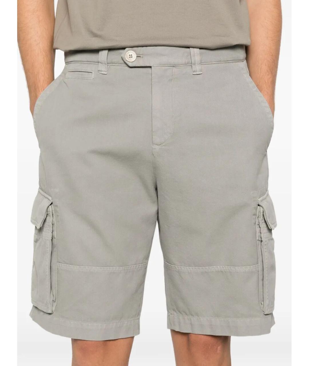 BRUNELLO CUCINELLI Серые хлопковые шорты, фото 4