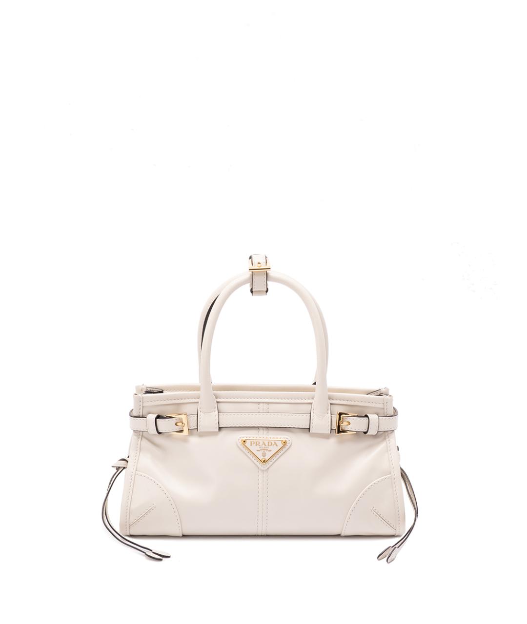 PRADA Белая кожаная сумка тоут, фото 1