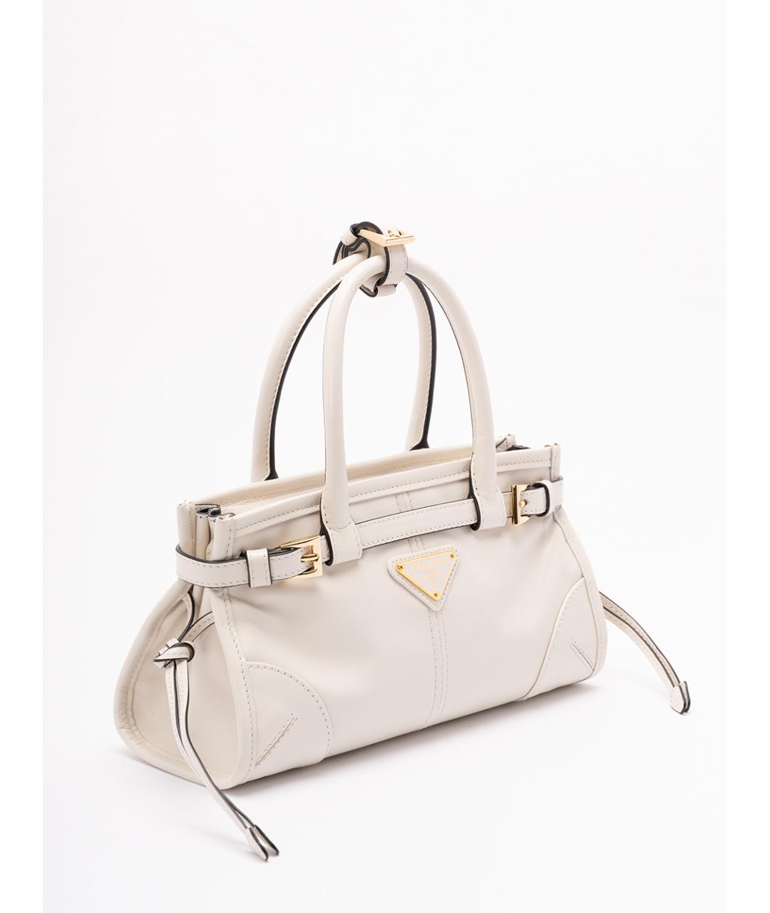 PRADA Белая кожаная сумка тоут, фото 3