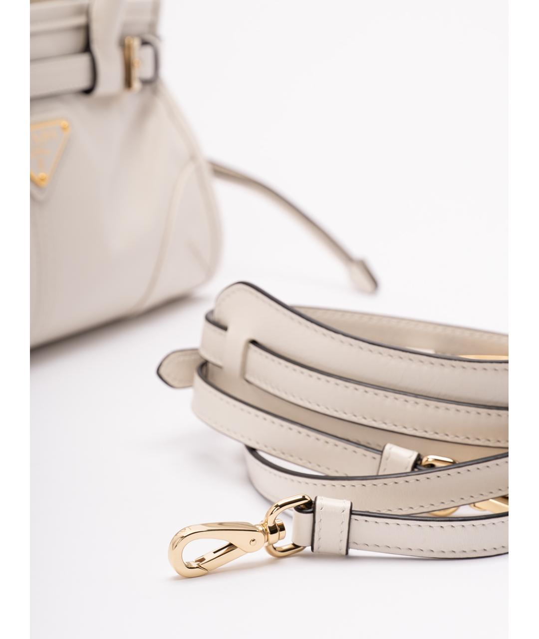 PRADA Белая кожаная сумка тоут, фото 4