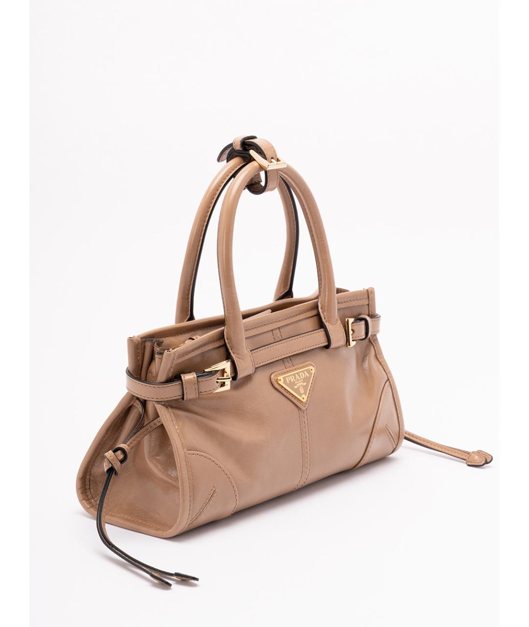 PRADA Бежевая кожаная сумка тоут, фото 3