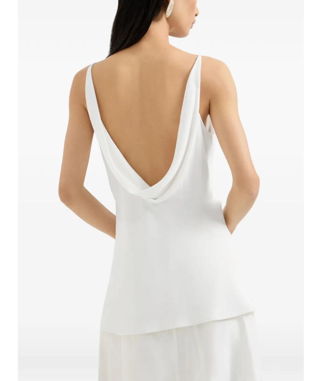 BRUNELLO CUCINELLI Белая шелковая блузы, фото 4