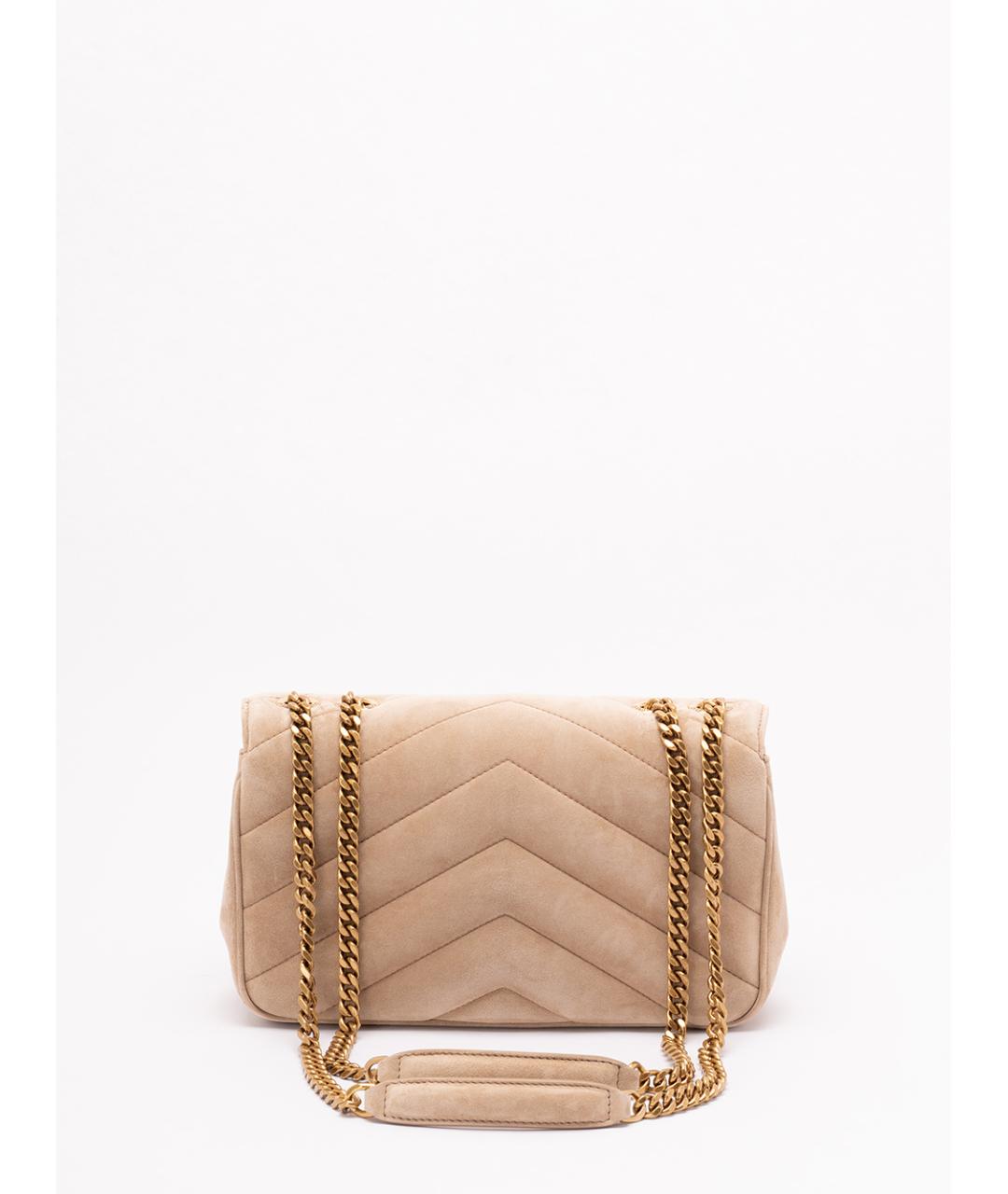 SAINT LAURENT Бежевая кожаная сумка через плечо, фото 2