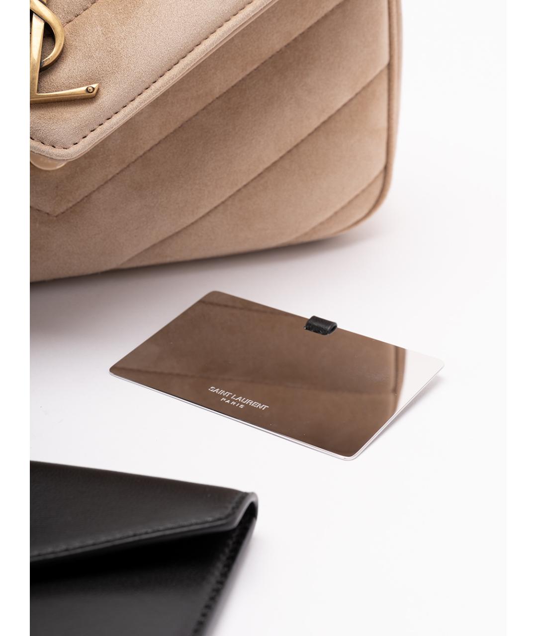SAINT LAURENT Бежевая кожаная сумка через плечо, фото 5