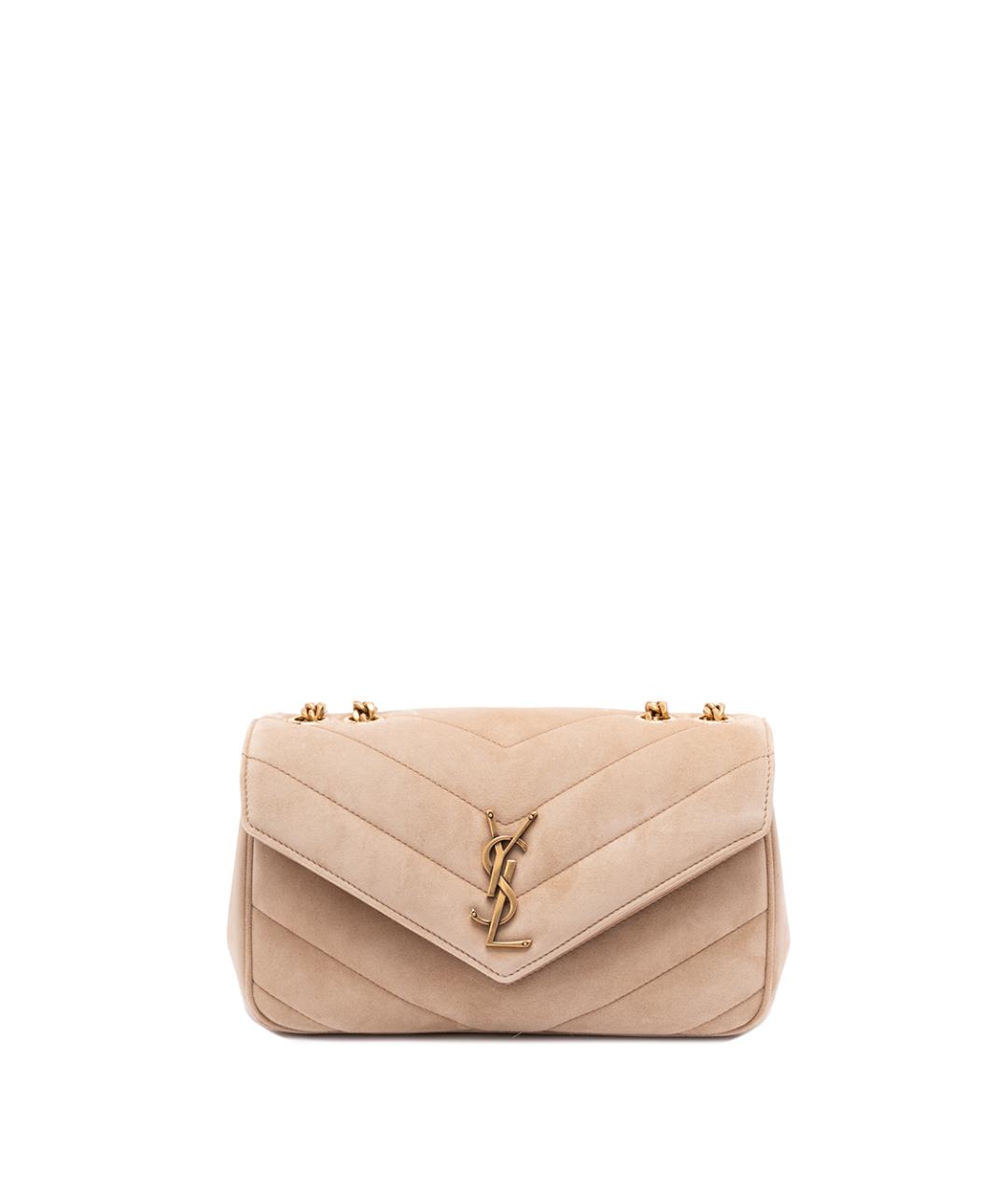 SAINT LAURENT Бежевая кожаная сумка через плечо, фото 1