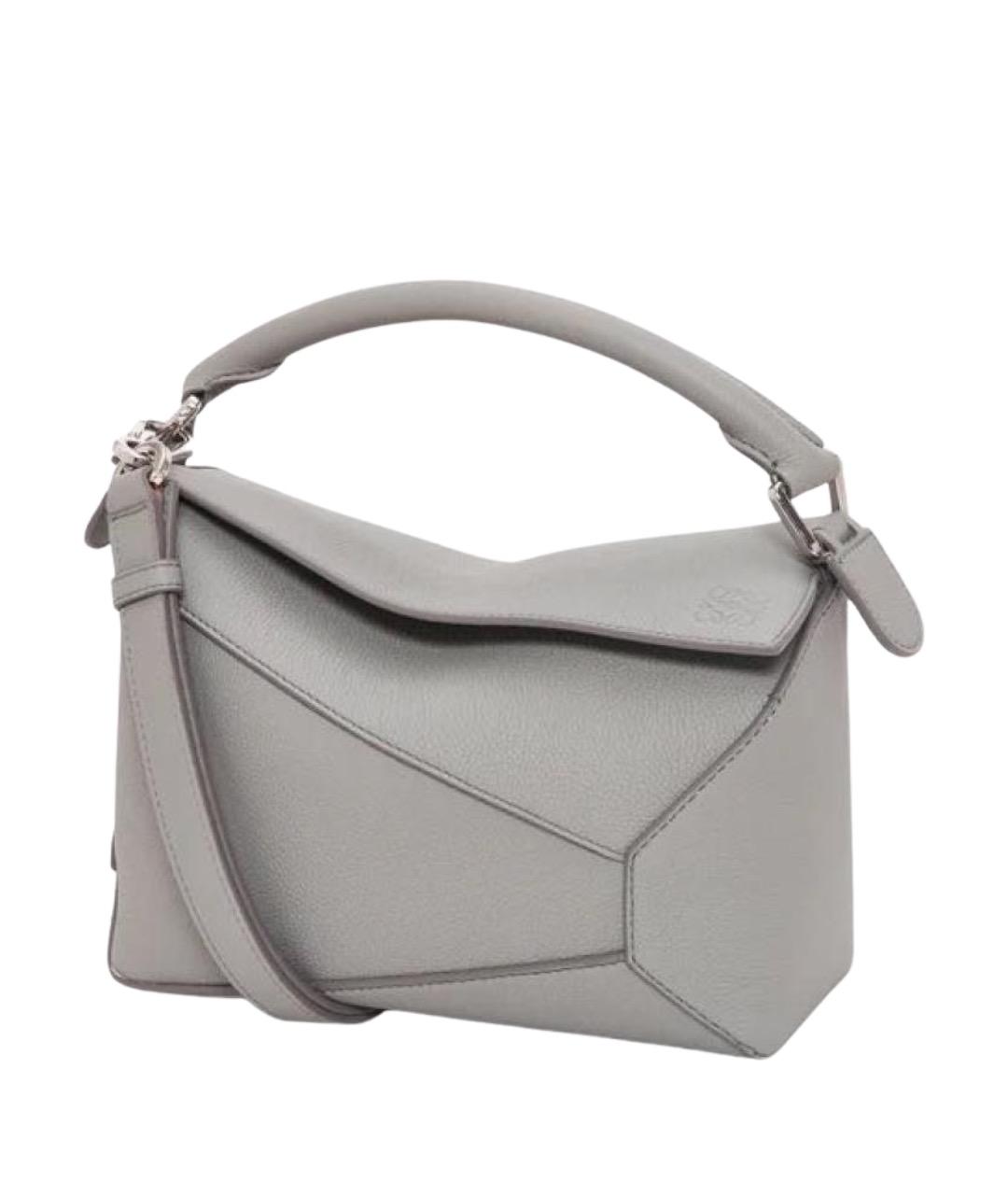 LOEWE Серая кожаная сумка с короткими ручками, фото 1