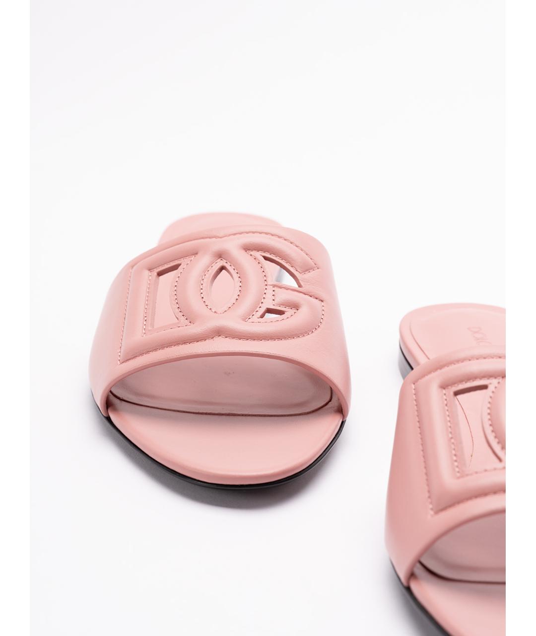 DOLCE&GABBANA Розовые кожаные шлепанцы, фото 5