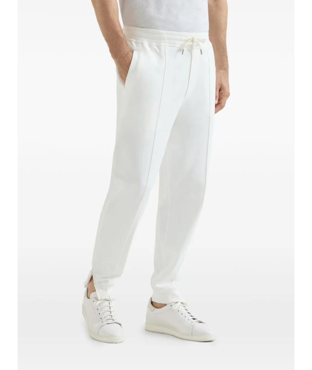 BRUNELLO CUCINELLI Белые хлопко-эластановые повседневные брюки, фото 4