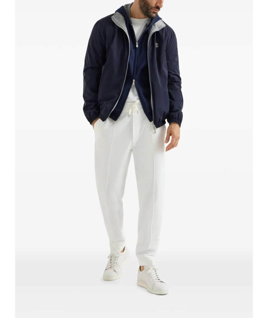 BRUNELLO CUCINELLI Белые хлопко-эластановые повседневные брюки, фото 2