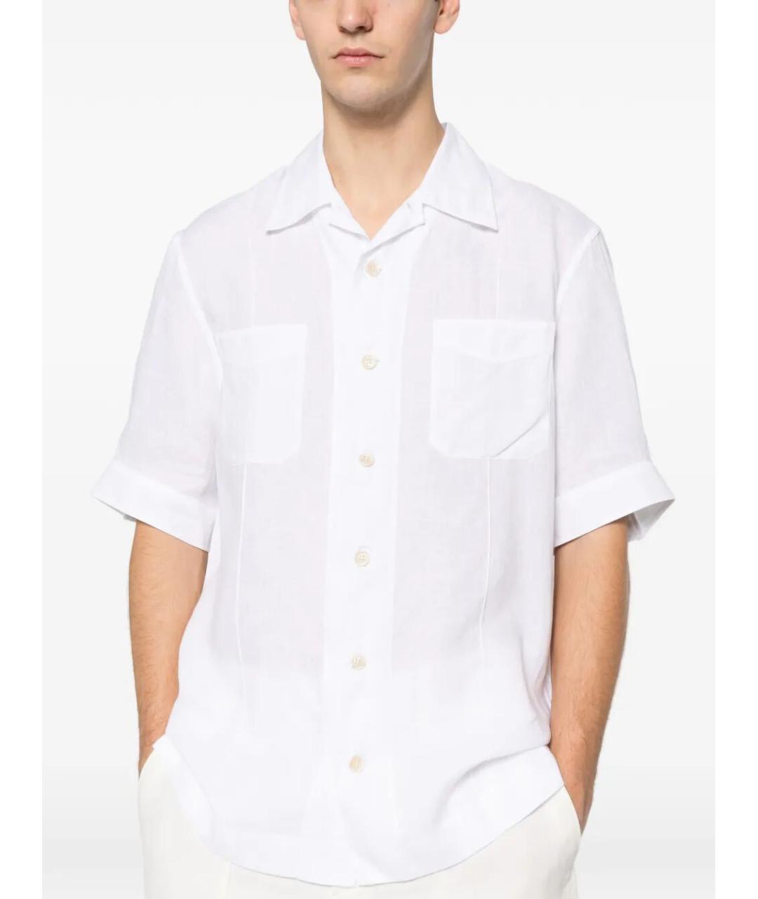 BRUNELLO CUCINELLI Белая льняная кэжуал рубашка, фото 4