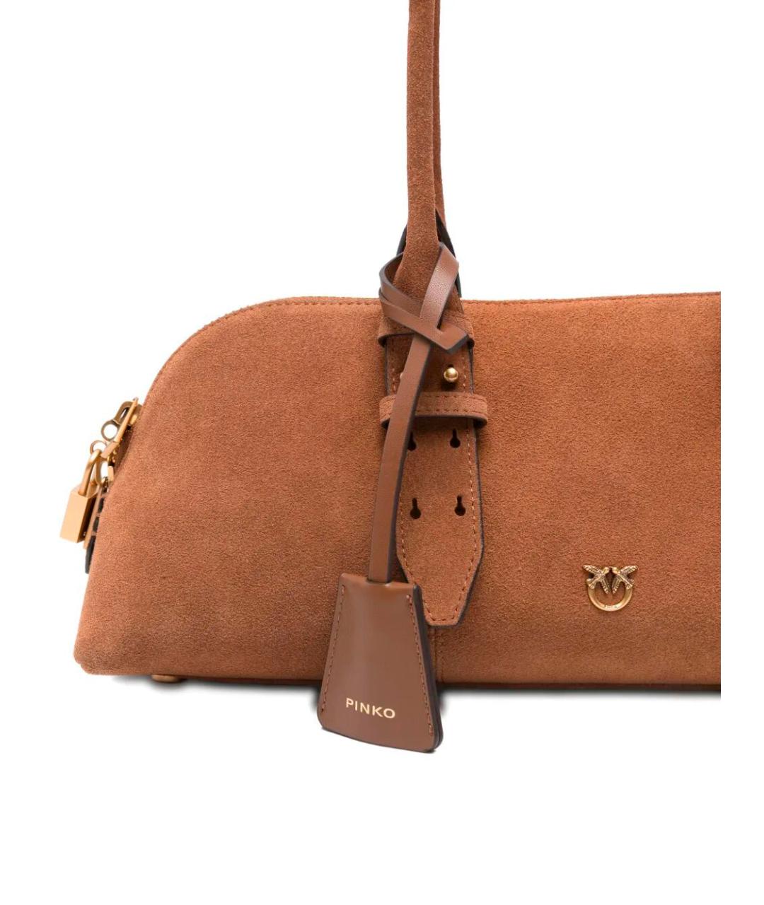 PINKO Коричневая замшевая сумка тоут, фото 3