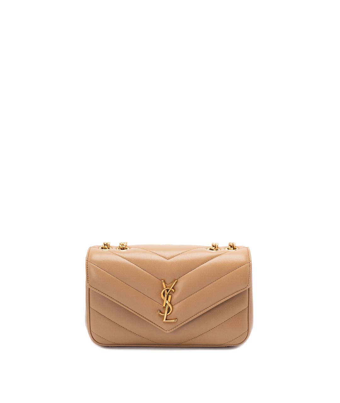SAINT LAURENT Бежевая кожаная сумка через плечо, фото 1