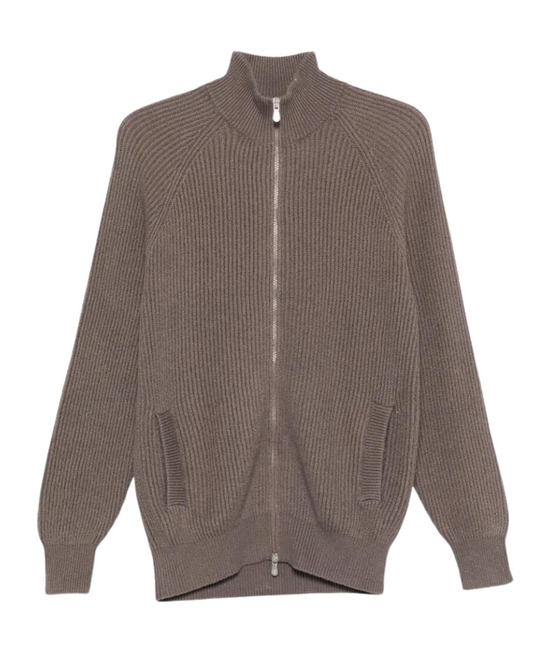 BRUNELLO CUCINELLI Коричневый хлопковый кардиган, фото 1