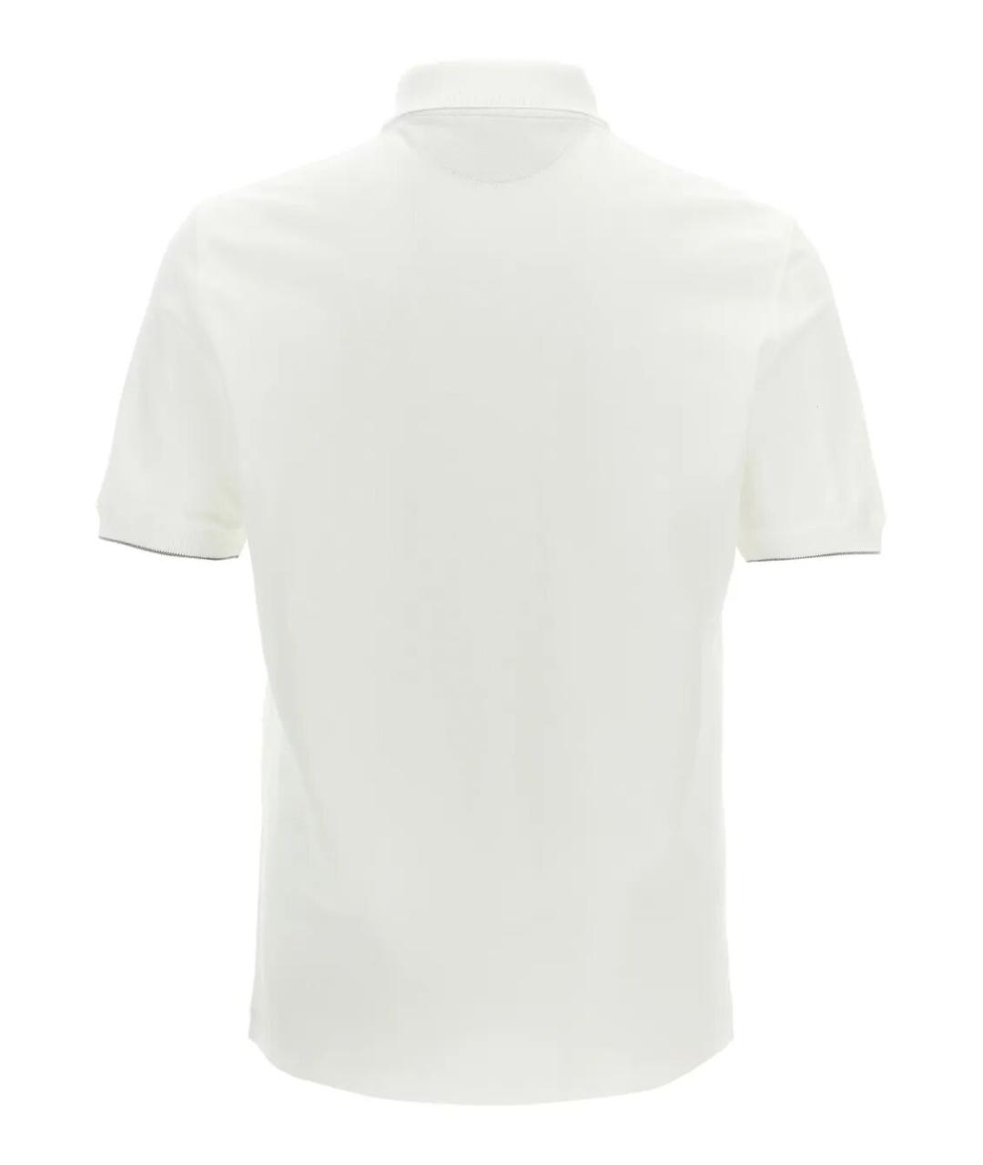 BRUNELLO CUCINELLI Белое хлопковое поло с коротким рукавом, фото 2