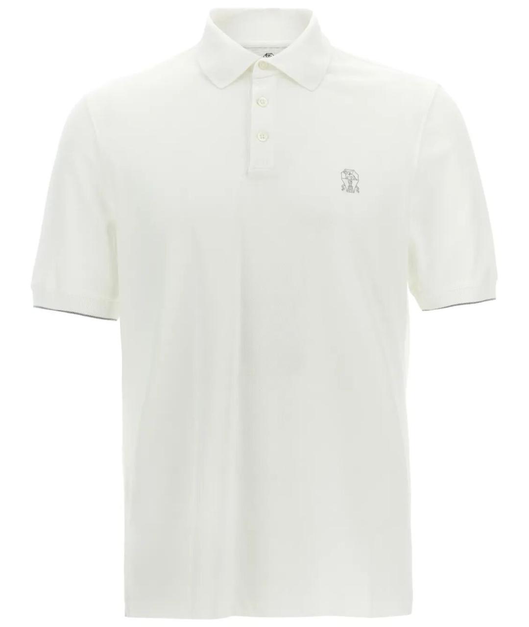 BRUNELLO CUCINELLI Белое хлопковое поло с коротким рукавом, фото 1