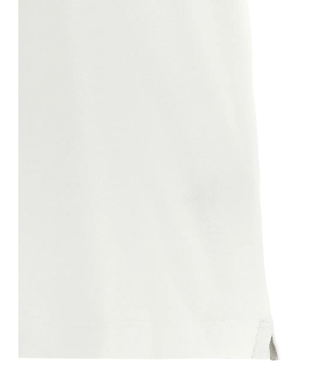 BRUNELLO CUCINELLI Белое хлопковое поло с коротким рукавом, фото 4