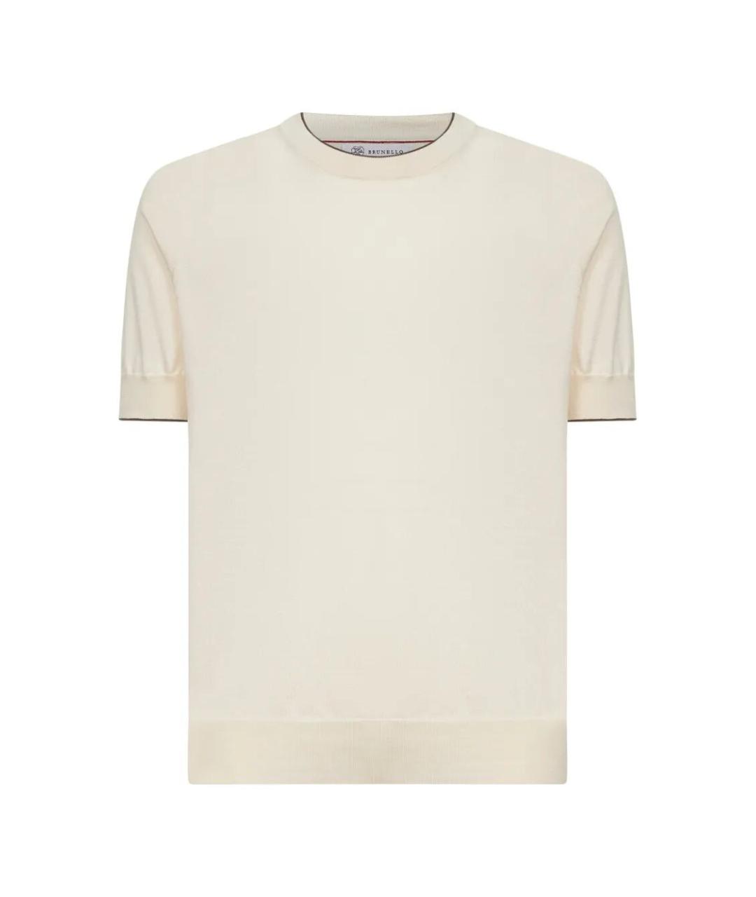 BRUNELLO CUCINELLI Бежевая хлопковая футболка, фото 1