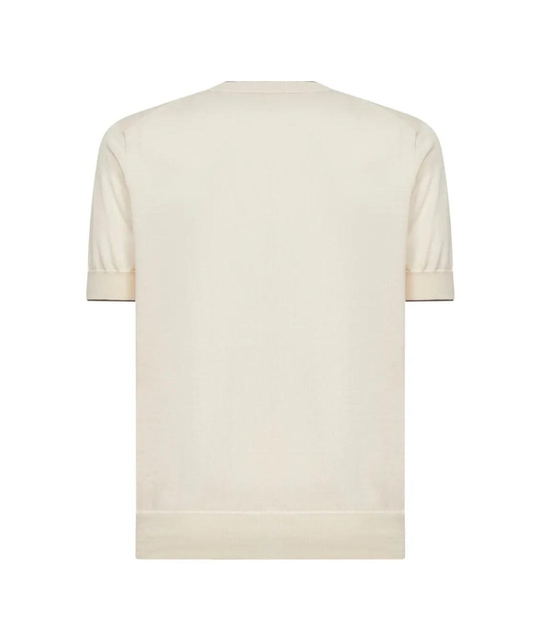 BRUNELLO CUCINELLI Бежевая хлопковая футболка, фото 2