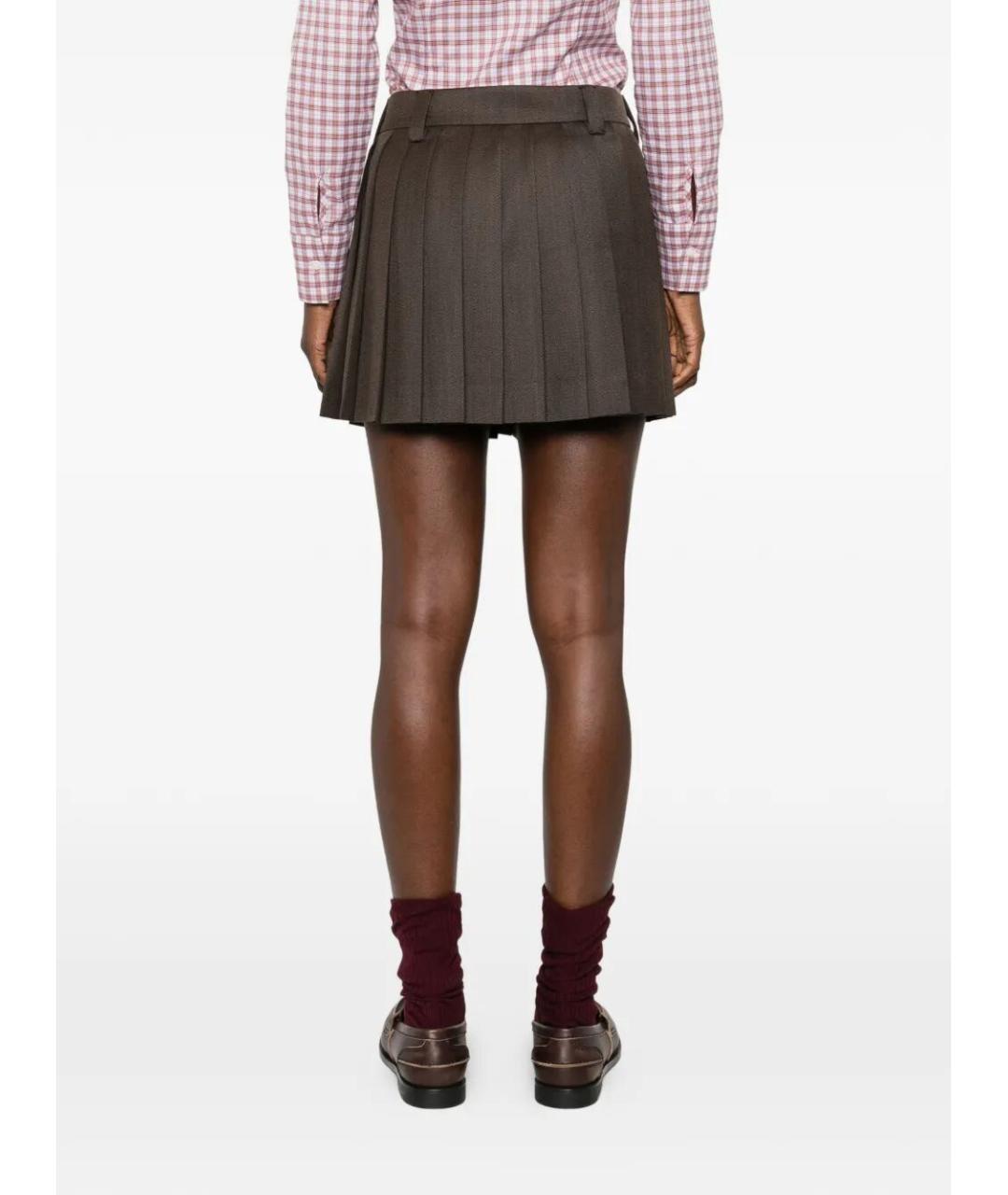 MIU MIU Коричневая шерстяная юбка мини, фото 5