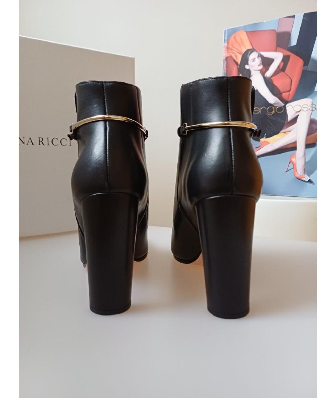 NINA RICCI Черные кожаные ботильоны, фото 7