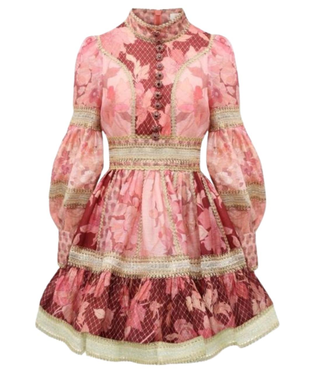 ZIMMERMANN Коралловое льняное коктейльное платье, фото 1