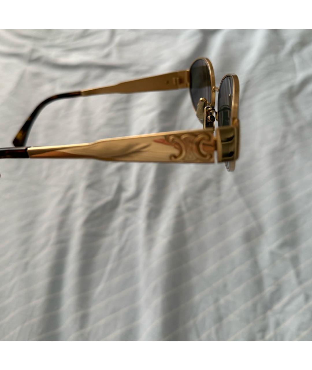 CELINE Золотые металлические солнцезащитные очки, фото 3