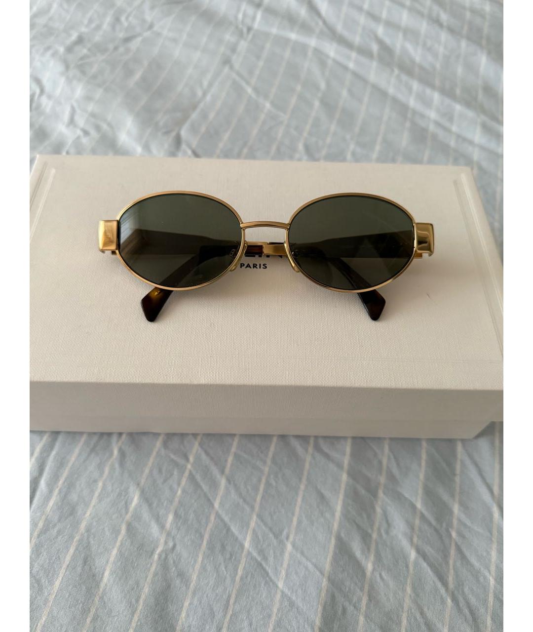 CELINE Золотые металлические солнцезащитные очки, фото 4