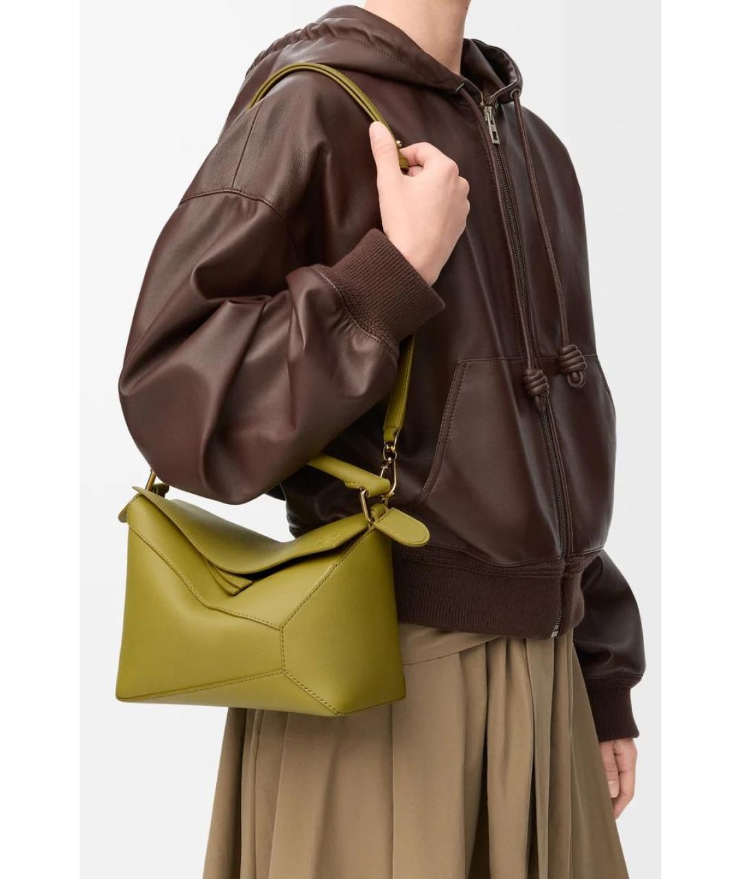 LOEWE Зеленая кожаная сумка через плечо, фото 2