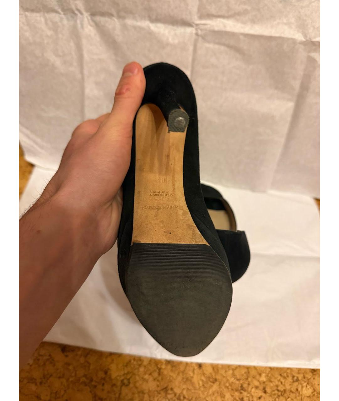 EMPORIO ARMANI Черные замшевые туфли, фото 5