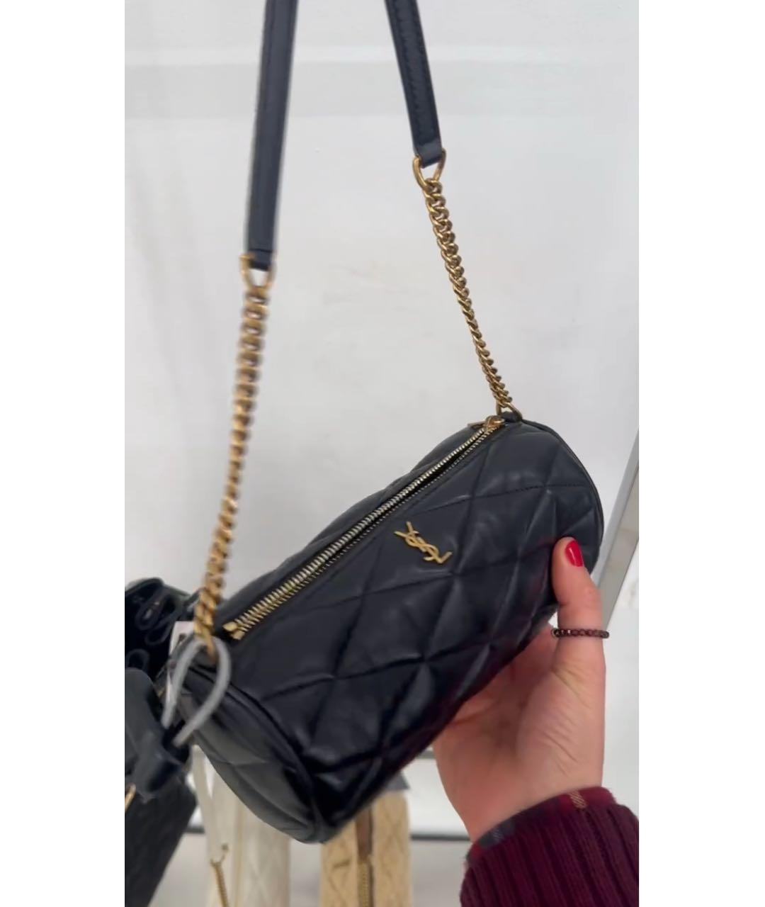 SAINT LAURENT Черная кожаная сумка с короткими ручками, фото 6