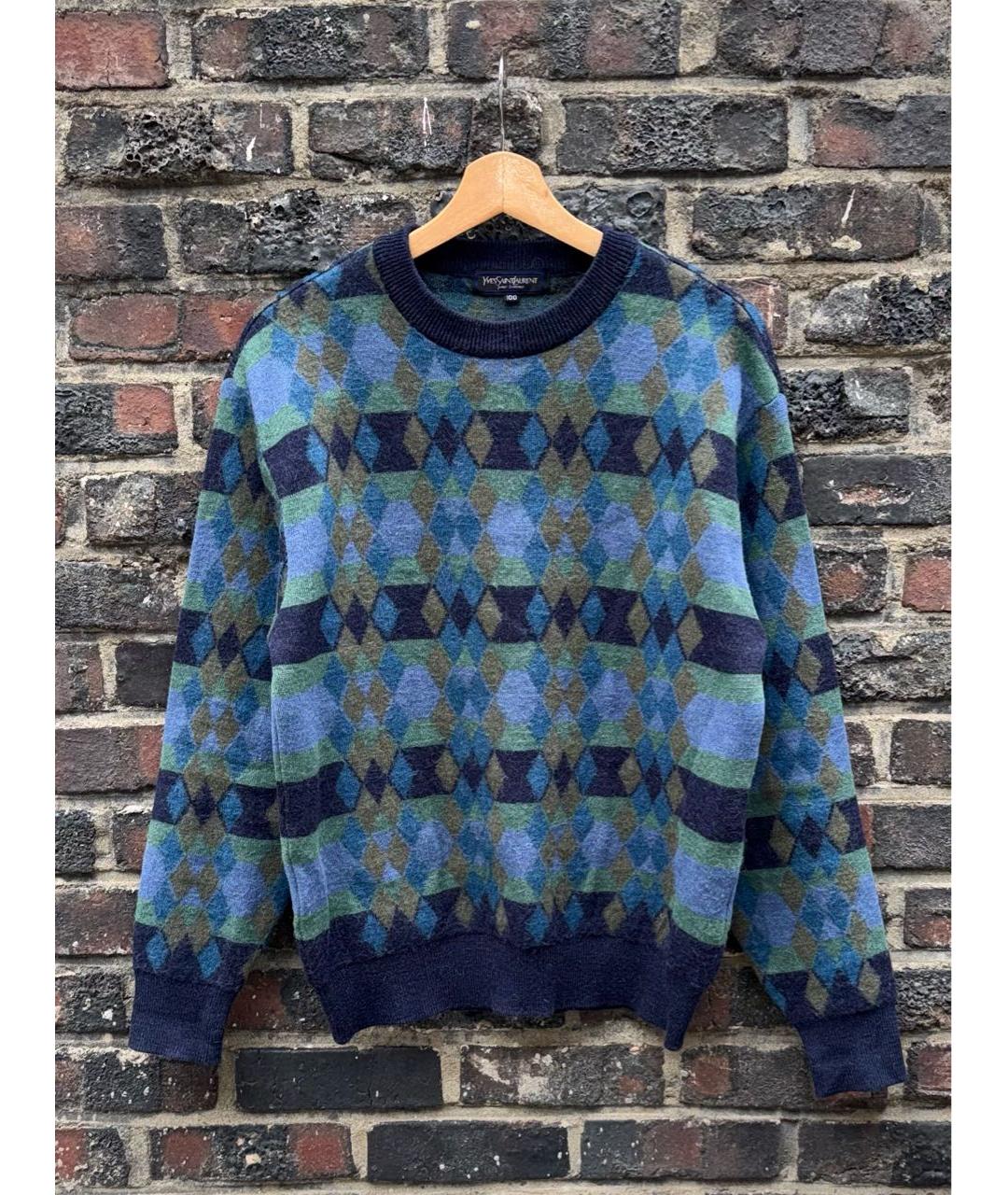 SAINT LAURENT Синий шерстяной джемпер / свитер, фото 3