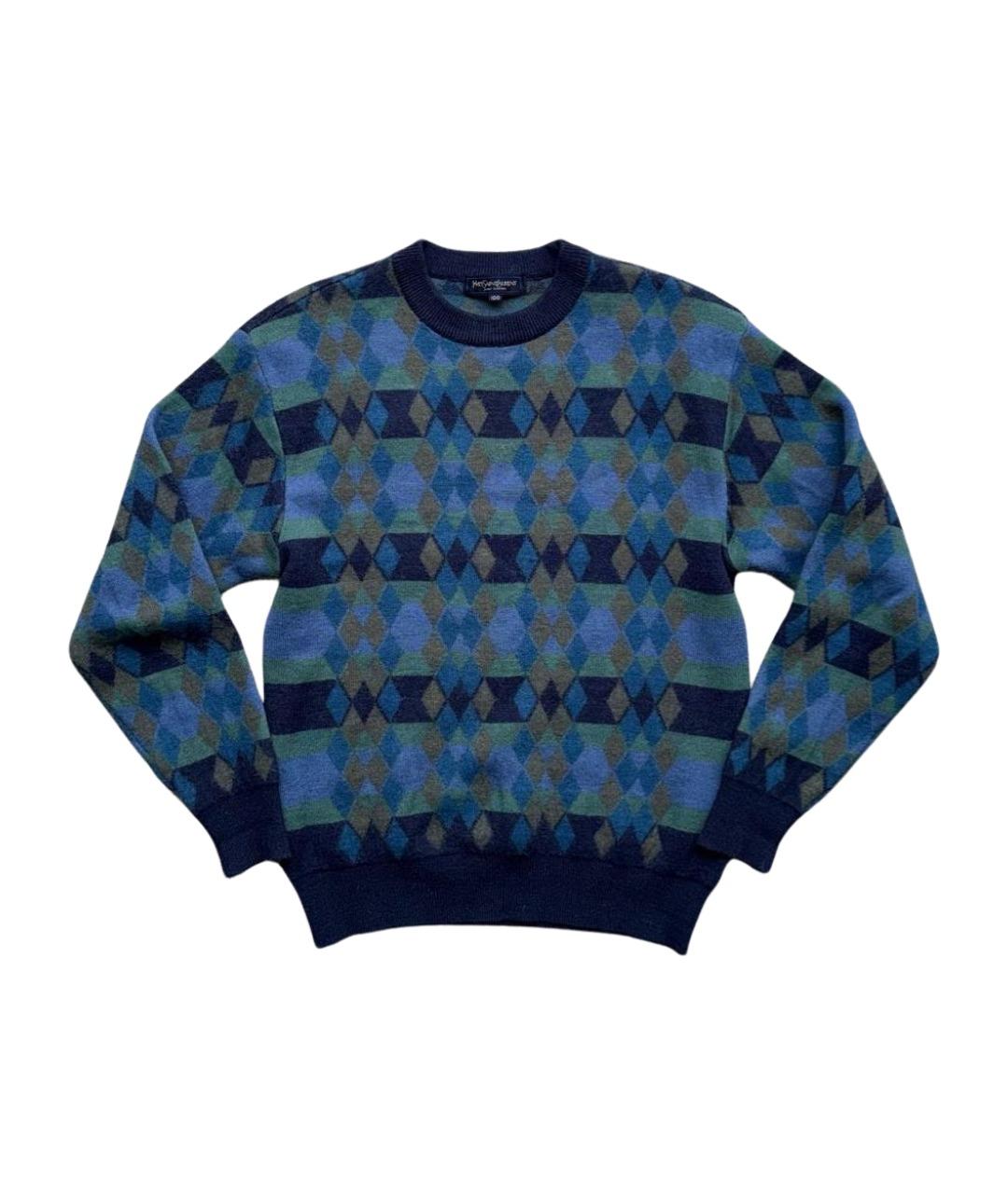 SAINT LAURENT Синий шерстяной джемпер / свитер, фото 1