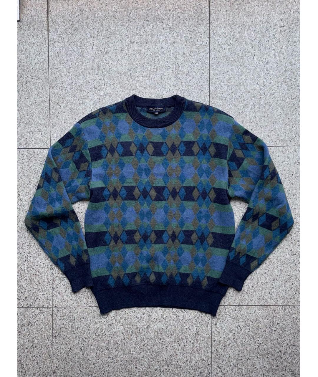 SAINT LAURENT Синий шерстяной джемпер / свитер, фото 9