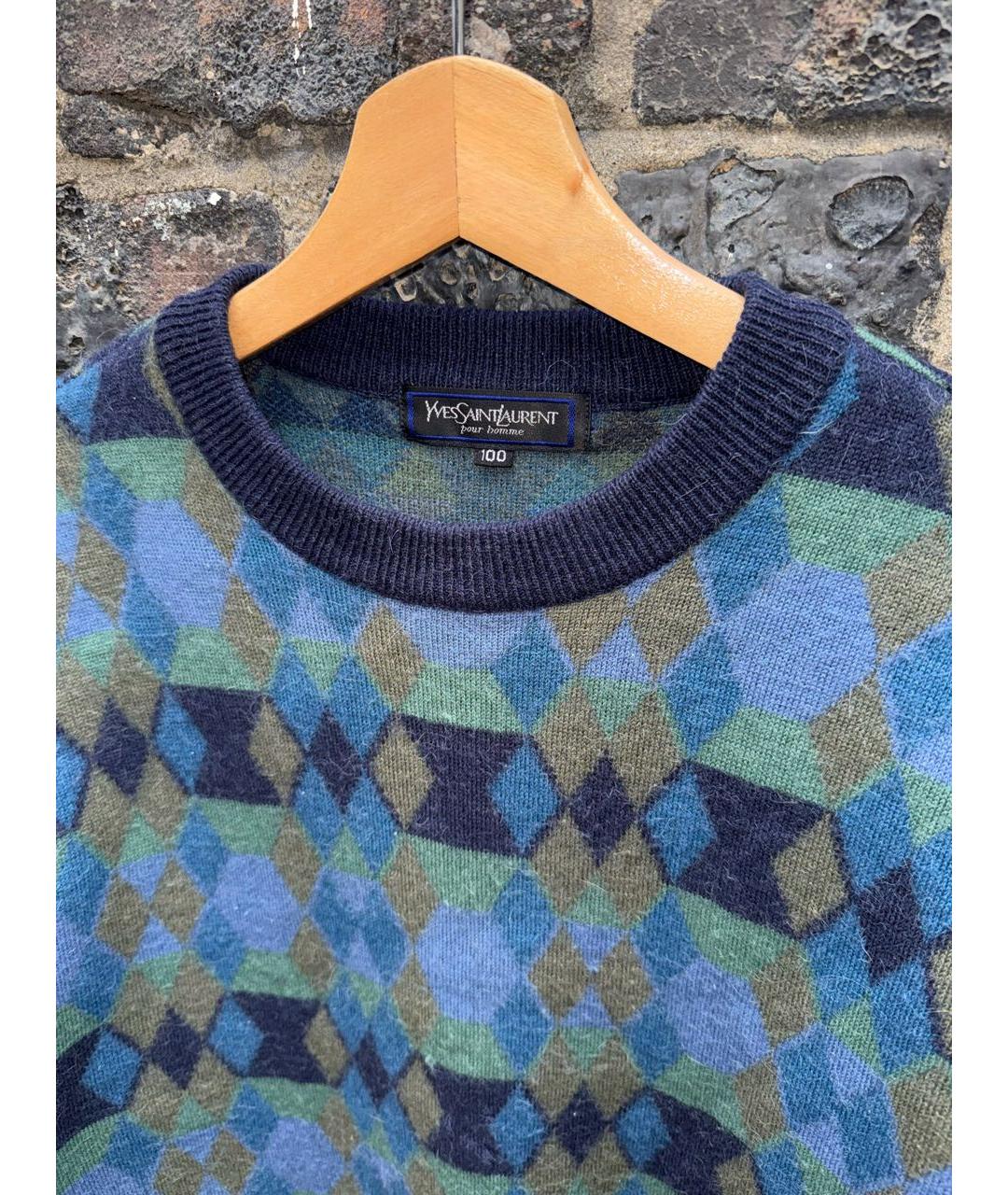 SAINT LAURENT Синий шерстяной джемпер / свитер, фото 4