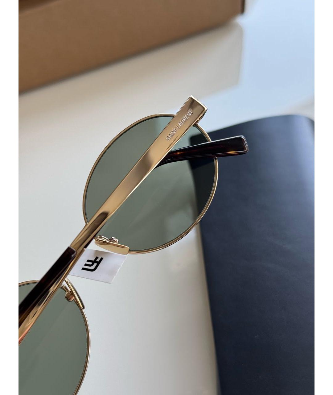 SAINT LAURENT Золотые металлические солнцезащитные очки, фото 2